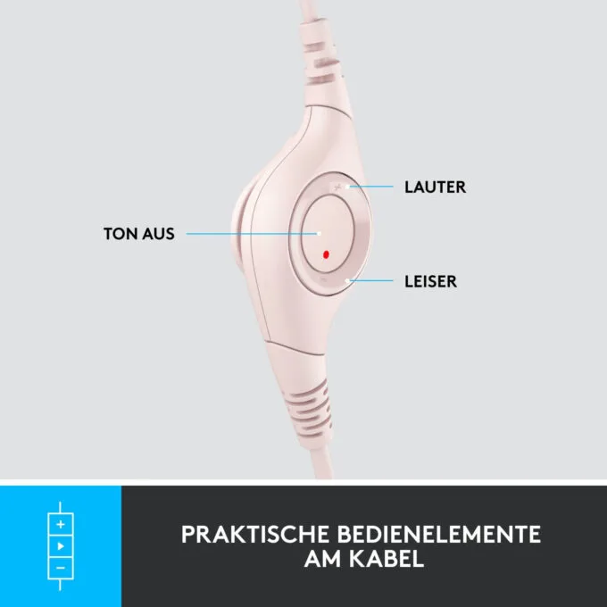 Logitech H390 USB-A Wired On-Ear Headset - Rose, Boom Microphone, In-line Mute & Rotary Volume, 1.9m Cable — image 15
