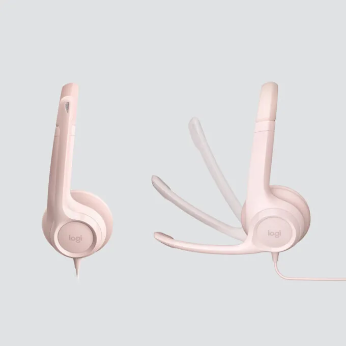 Logitech H390 USB-A Wired On-Ear Headset - Rose, Boom Microphone, In-line Mute & Rotary Volume, 1.9m Cable — image 9