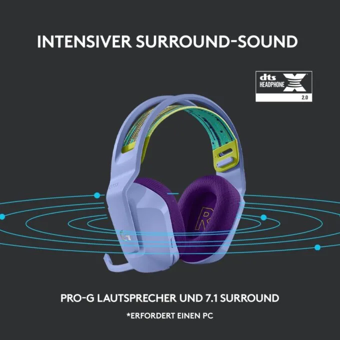 Logitech Headset G733 - G733 - Lilac Wireless Gaming Headset, 2.4 GHz, DTS Headphone:X 2.0 — image 8