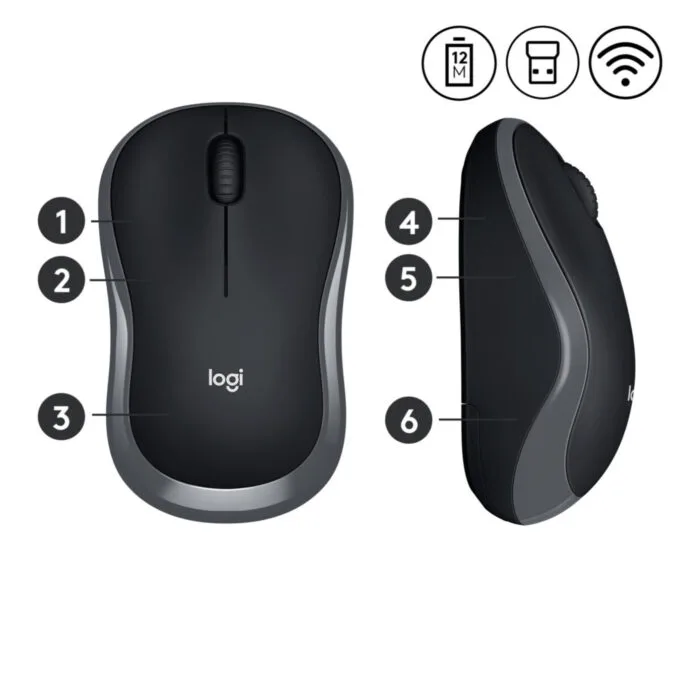 Logitech M185 910-002238 Wireless Ambidextrous Mouse Grey 1000 DPI — image 4