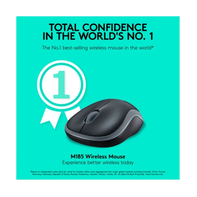 Logitech M185 910-002238 Wireless Ambidextrous Mouse Grey 1000 DPI — image 7