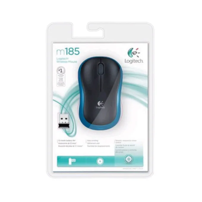 Logitech M185 Wireless Mouse - 910-002239 - Ambidextrous, Blue/Black — image 5