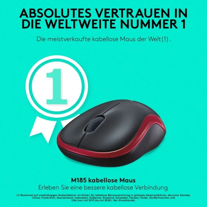 Logitech M185 Wireless Mouse - M185 - Red — image 13