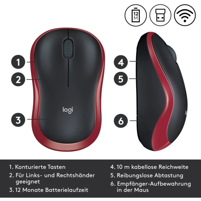 Logitech M185 Wireless Mouse - M185 - Red — image 15