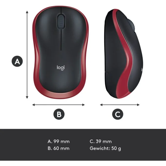 Logitech M185 Wireless Mouse - M185 - Red — image 6