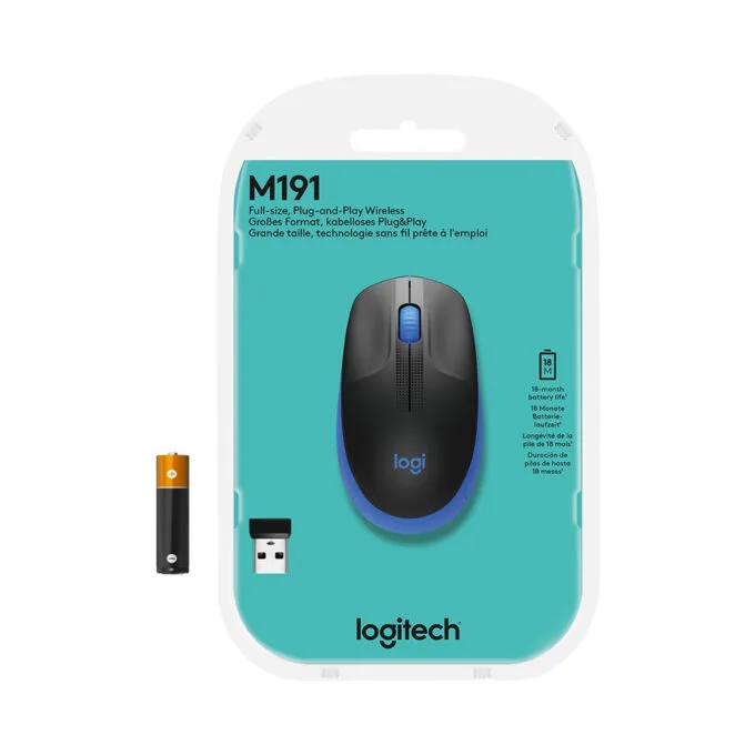 Logitech M190 Full-Size Ambidextrous Wireless Mouse 1000 DPI Blue — image 7