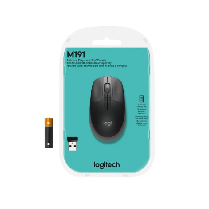 Logitech M190 Wireless Mouse - 910-005906 - Ambidextrous Gray 1000 DPI — image 7