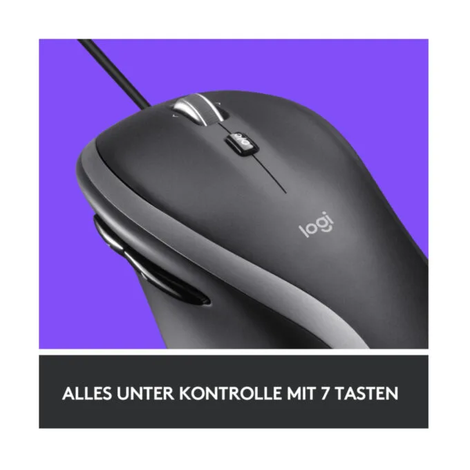 Logitech M500s Advanced Corded Mouse - 910-005784 - Black, Wired USB, 4000 DPI, 7 Buttons, Right-Hand Ergonomic — image 7