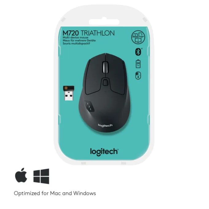 Logitech M720 Triathlon Wireless Mouse - Black, Right-Hand, 2.4GHz + Bluetooth — image 7