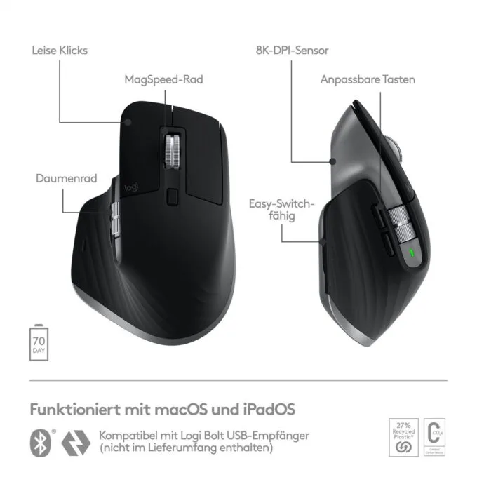 Logitech Master Series MX Master 3S for Mac - MX Master 3S - Gray — image 5
