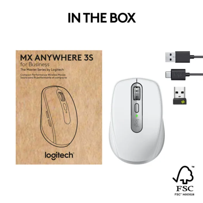 Logitech MX Anywhere 3S for Business - 910-006959 - Wireless White, 8000 DPI, Right-Hand, 6 Buttons, Logi Bolt — image 3