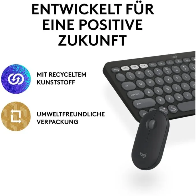 Logitech Pebble 2 Combo - Pebble 2 - Graphite, Tri-Mode Wireless Keyboard — image 4