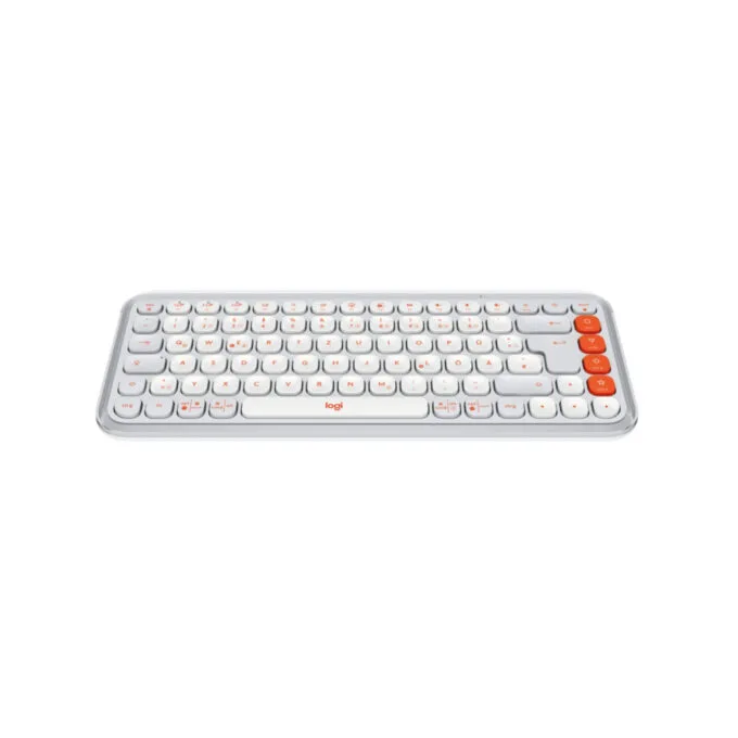 Logitech POP Icon Keys - 920-013060 - Wireless Bluetooth Mini Keyboard, White/Orange, German QWERTZ — image 2