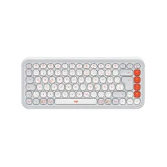 Logitech POP Icon Keys - 920-013060 - Wireless Bluetooth Mini Keyboard, White/Orange, German QWERTZ
