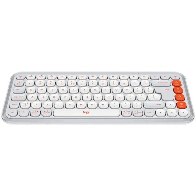 Logitech POP Icon Keys - 920-013072 - Mini Wireless Bluetooth Scissor Keyboard, Off-White & Orange, US QWERTY — image 2