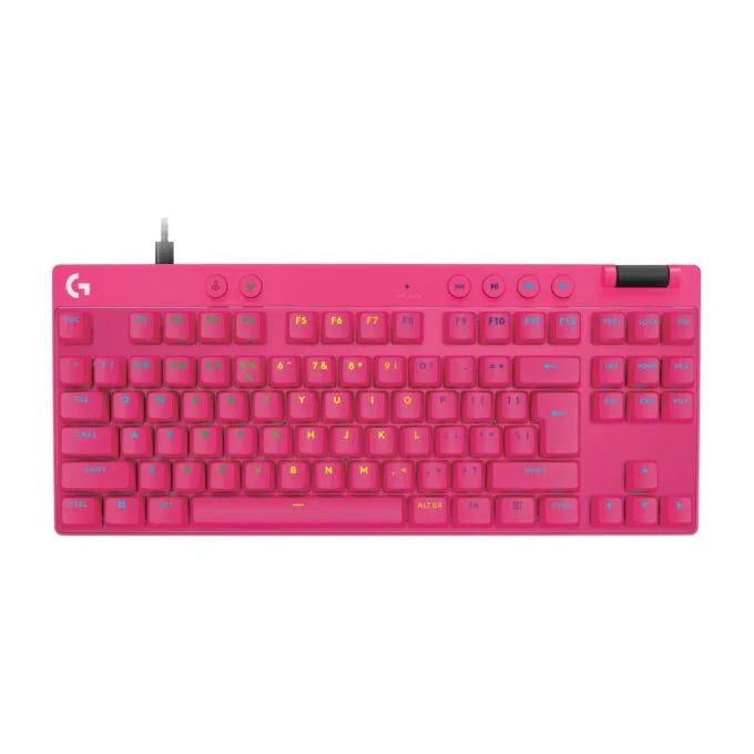 LOGITECH PRO X TKL RAPID - PRO X TKL RAPID - Magenta (US), QWERTY US International, Magnetic-mechanical switch, LED, Wired USB — image 1