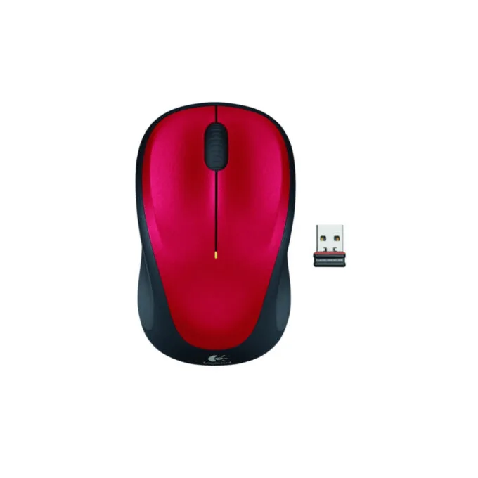 Logitech Wireless Mouse M235 - 910-002496 - Red, Ambidextrous, 2.4 GHz RF, 3-Button — image 1