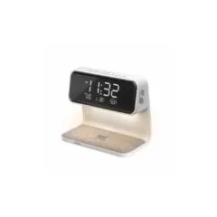 LUMIX-15 MULTIFUNCTION LED ALARM CLOCK W 15W WIRELESS CHARGER, WHITE PROMATE