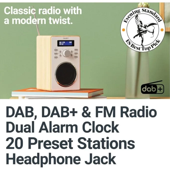 Majority BARTON Radio - Digital FM,LED Display,Dual Alarms,Snooze Oak — image 2