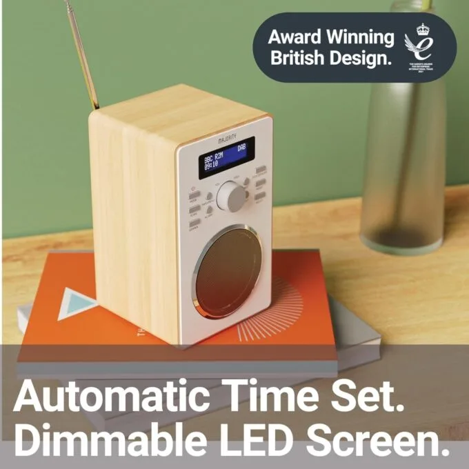 Majority BARTON Radio - Digital FM,LED Display,Dual Alarms,Snooze Oak — image 3