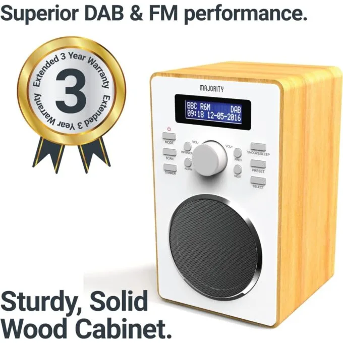Majority BARTON Radio - Digital FM,LED Display,Dual Alarms,Snooze Oak — image 5