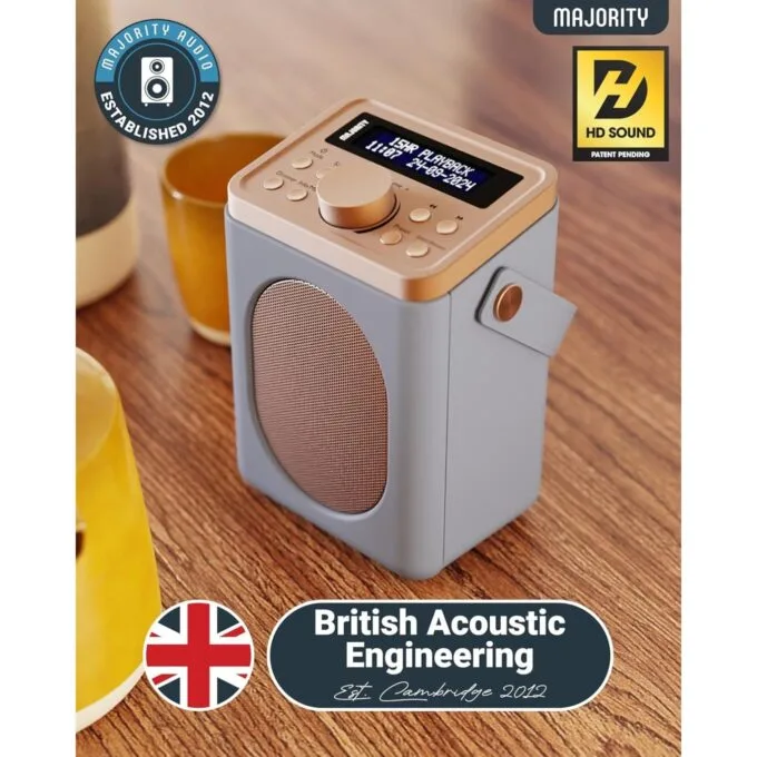 Majority Radio Portable FM, BT, Alarm & Sleep Timer Little Shelford White Grey - Portable FM, BT, Alarm & Sleep Timer — image 2