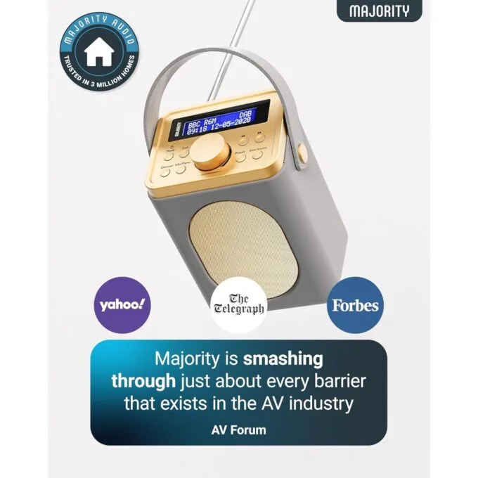 Majority Radio Portable FM, BT, Alarm & Sleep Timer Little Shelford White Grey - Portable FM, BT, Alarm & Sleep Timer — image 4