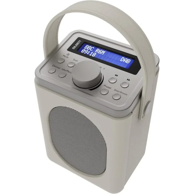 Majority Radio Portable FM, BT, Alarm & Sleep Timer Little Shelford White Grey - Portable FM, BT, Alarm & Sleep Timer — image 1