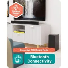 Majority Soundbar - SB80 XTRA - Split 2in1 Bar Speakers 200W 2.1 with Sub,BT,HDMI,USB