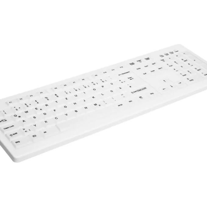 Medical Washable Silicone Keyboard - AK-C8100F - Wired USB, White, German QWERTZ, 105-key — image 2