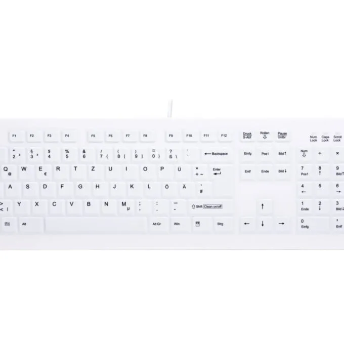 Medical Washable Silicone Keyboard - AK-C8100F - Wired USB, White, German QWERTZ, 105-key — image 1