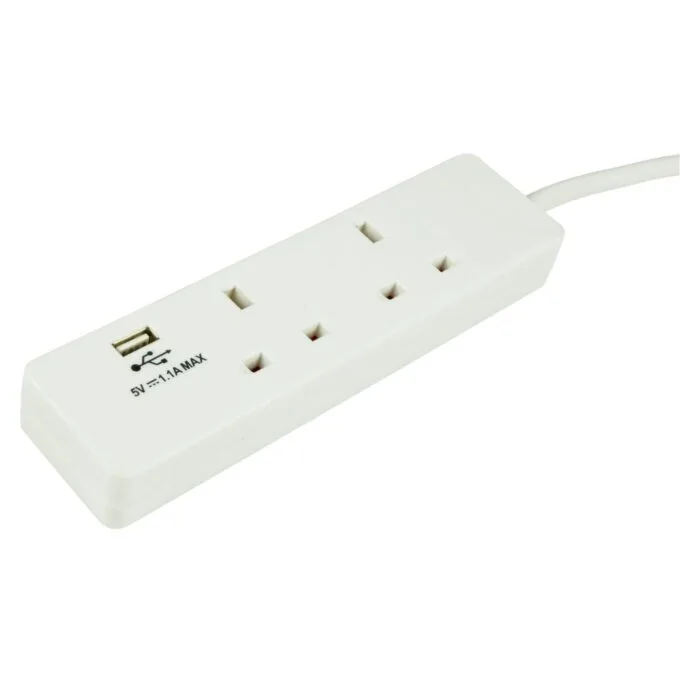Mercury 2-Gang Surge - 429.768UK - 2m 1xUSB Port — image 4