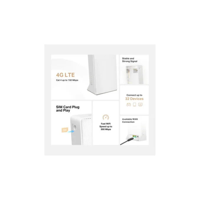 Mercusys MB110-4G - 4G LTE N300 Router, Single-Band 2.4GHz, Nano‑SIM Plug & Play — image 3