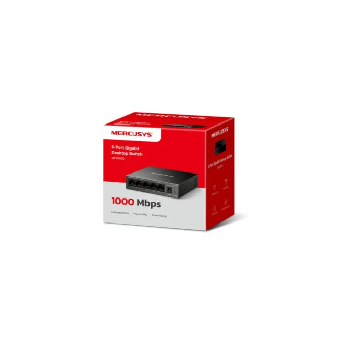 Mercusys MS105GS - 5-Port Gigabit Unmanaged Switch (10/100/1000 Mbps), Metal Case, Desktop/Wall-Mount — image 4