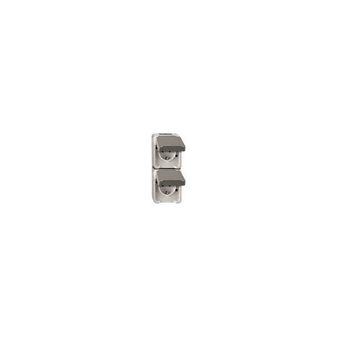 MERTEN MEG2329-8029 SCHUKO-Doppel-Steckdose. lichtgrau senkrecht — image 1