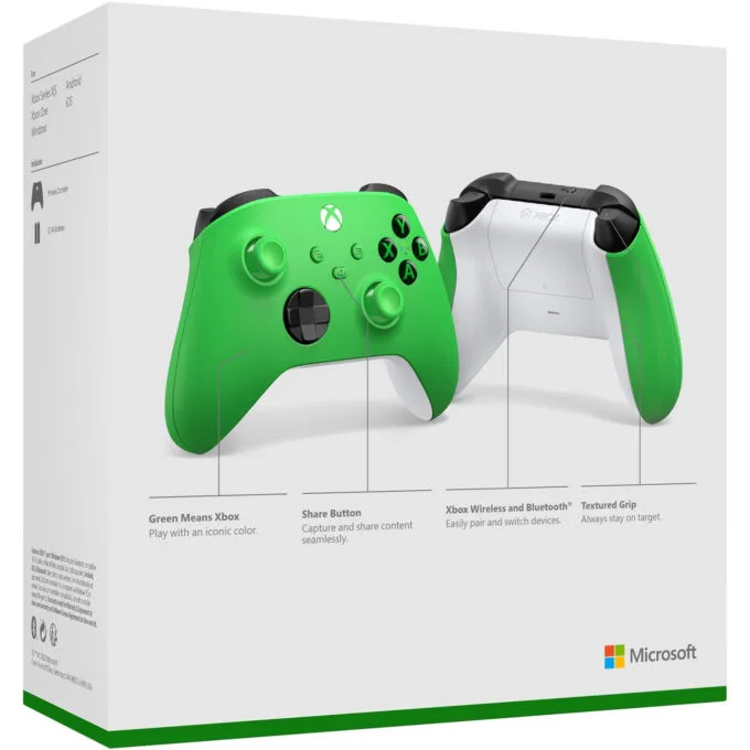 Microsoft Xbox Wireless Controller - Velocity Green - Wireless (Bluetooth & USB), Replaceable AA Battery — image 6
