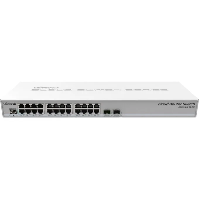 MikroTik CRS326-24G-2S+RM POE SFP+ M RM - CRS326-24G-2S+RM - Grey, 800 MHz, 512 MB RAM, 24x GbE + 2x SFP+ — image 1