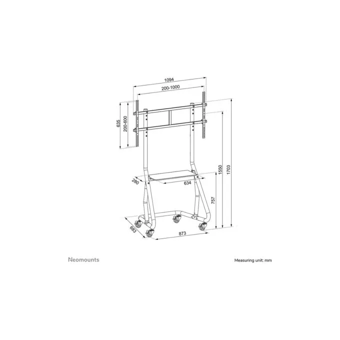 Mobiler Bodenständer für Flachbild-Fernseher bis 100' (254 cm) 100KG NS-M3800BLACK Neomounts — image 6