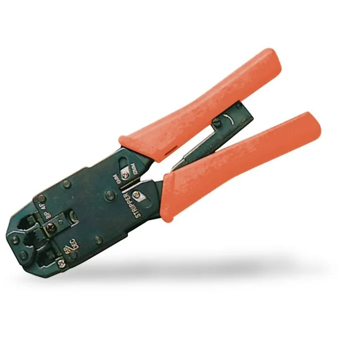 Modular RJ45 Crimping Tool - Green, Yellow - Solid Metal, RJ11/RJ12/RJ45 Compatible — image 1