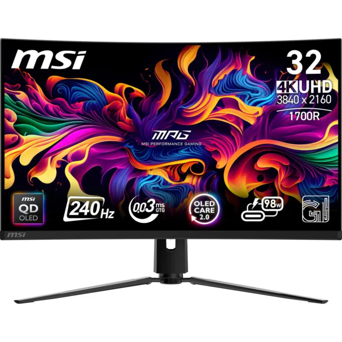 MSI MPG 321CURXDE - 31.5in QD-OLED 4K 240Hz Gaming Monitor - Black, 0.05ms GTG, DisplayHDR 400 True Black — image 1