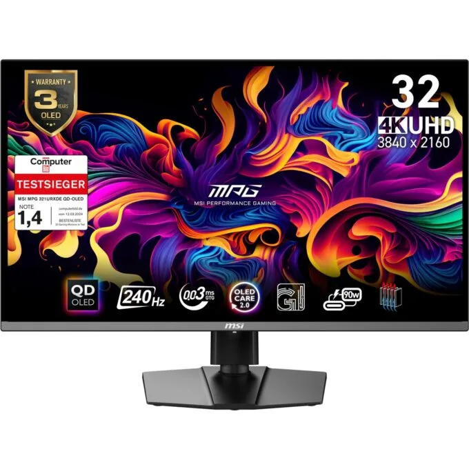 MSI MPG - 321URXDE - QD-OLED, 80 cm (31.5 in), Black, UltraHD 4K, Adaptive-Sync, USB-C, 240 Hz panel — image 1