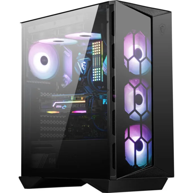 MSI MPG GUNGNIR 110R - Mid Tower Gaming PC Case, Black, Tempered Glass, ARGB Fans, USB-C — image 1