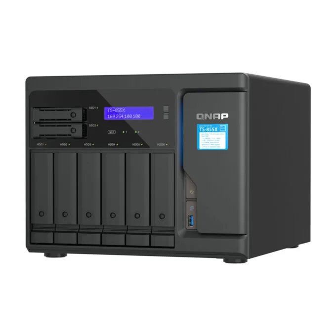 NAS Server QNAP TS-855X-8G - 8-Bay Black, Intel Atom C5125 2.8GHz, 8GB DDR4 ECC, 2x M.2, 10GbE-ready — image 4