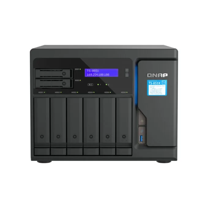 NAS Server QNAP TS-855X-8G - 8-Bay Black, Intel Atom C5125 2.8GHz, 8GB DDR4 ECC, 2x M.2, 10GbE-ready — image 1