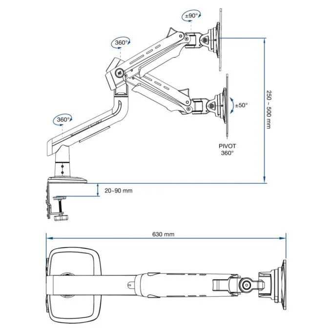 NBMounts F5 Gaming Single Arm RGB Monitor Desk Mount up to 20kg — image 9