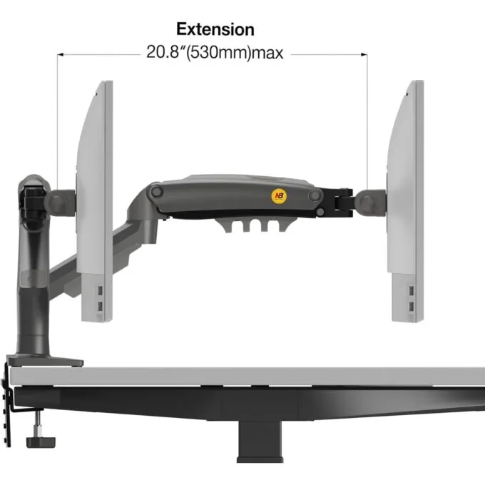 NBMounts F80 Single Arm Gas Desk Monitor Mount 17-30" up to 9kg — image 3