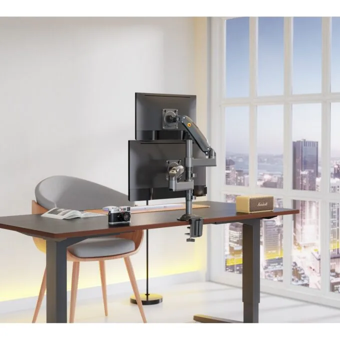 NBMounts NB-H180 Twin Arm Gas Desktop Monitor Mount — image 3