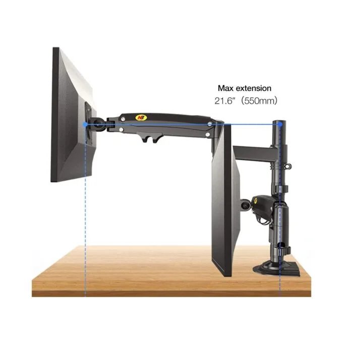 NBMounts NB-H180 Twin Arm Gas Desktop Monitor Mount — image 10