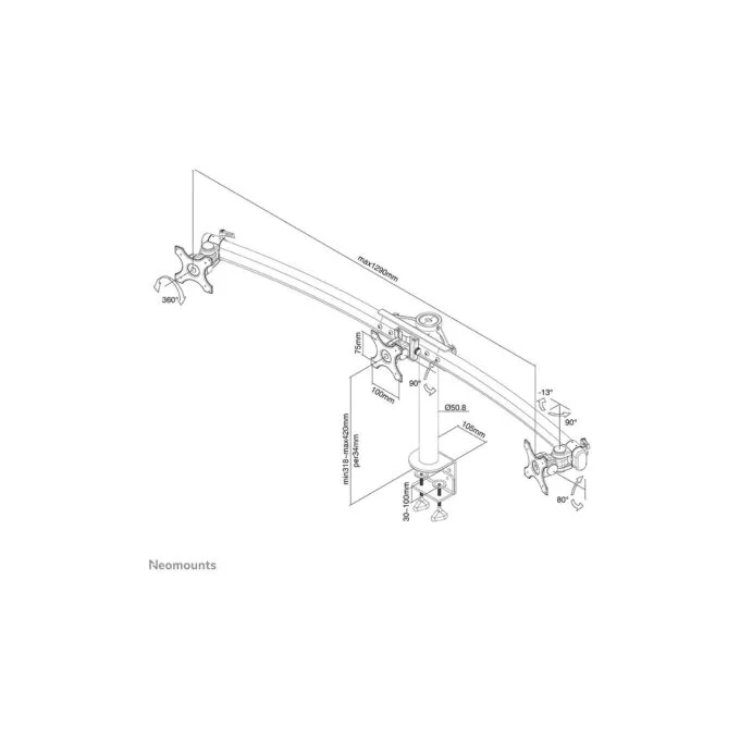 Neomounts FPMA-D700D3 Tischhalterung für drei Flachbildschirme bis 27' — image 8