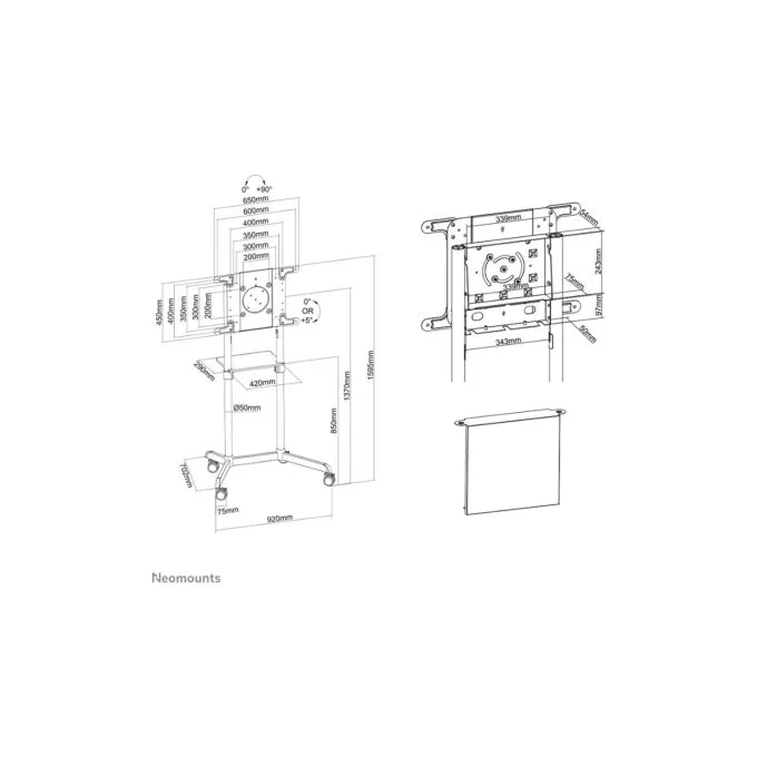 Neomounts NS-M1250WHITE Mobiler Bodenständer für Flachbild-Fernseher bis 70' (178 cm) 70KG — image 8